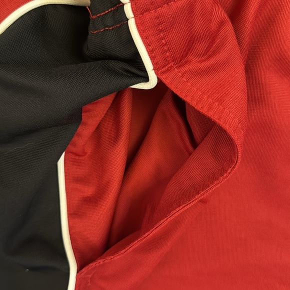 Vintage 90’s Y2K Reebok Red Nylon Baggy Track Pants Zip Ankle Drawstring Large - Picture 7 of 11